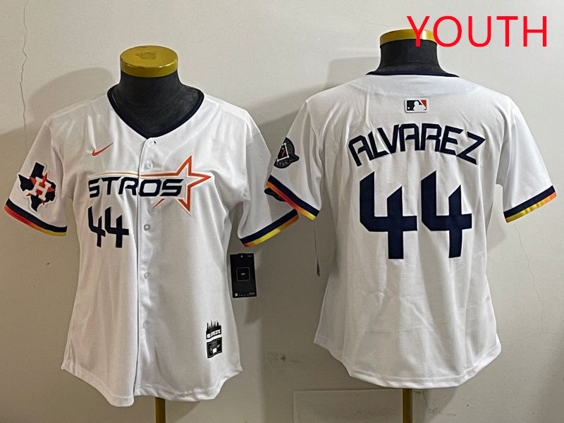 Youth Houston Astros #44 Alvarez White three generations Joint Name Nike 2025 MLB Jersey style 8->youth mlb jersey->Youth Jersey